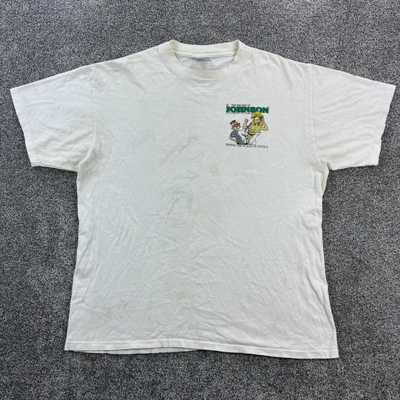Vintage Big Johnson Shirt Mens XL White Attorney At Large E Normus Johnson - Picture 1 of 6